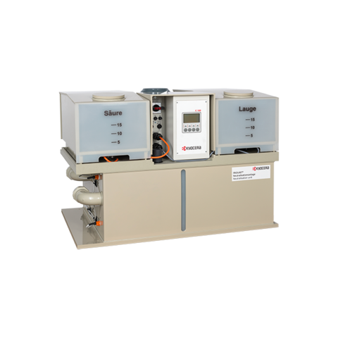 Rectangular neutralization unit with 2 liquid tanks for acid or alkali