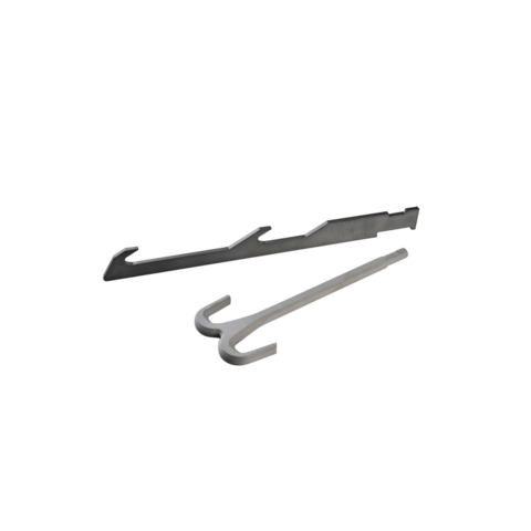 2 smooth, polished ceramic U- and J-shaped hooks 