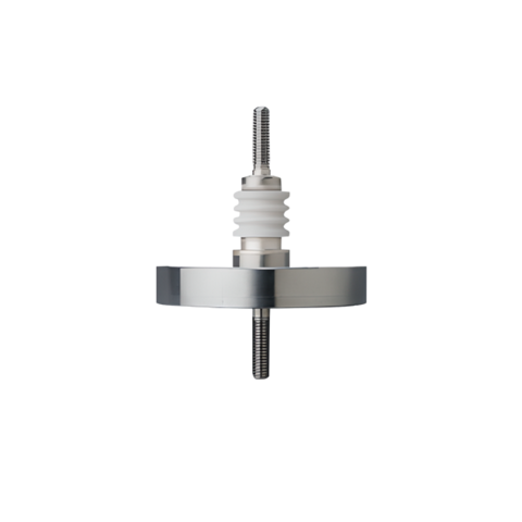 Silver-metallic-colored high-voltage-resistant aluminium oxide ceramic with screw thread