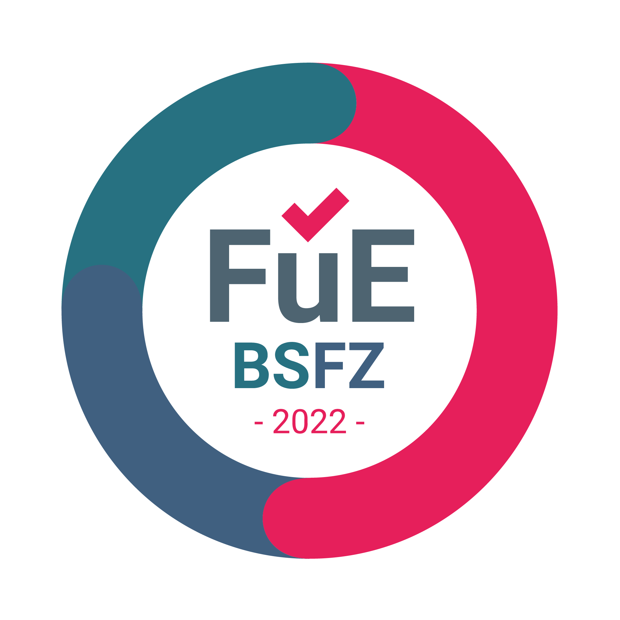 BSFZ-seal 2022, lettering on a white background, surrounded by a red, blue and green circle