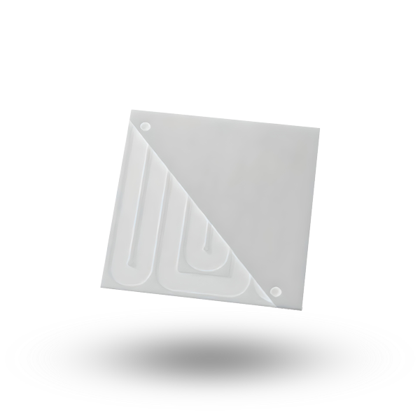 Silver-colored square textured ceramic substrate with thin sides