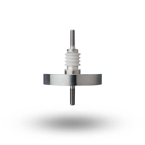 Silver-metallic-colored high-voltage-resistant aluminium oxide ceramic with screw thread 