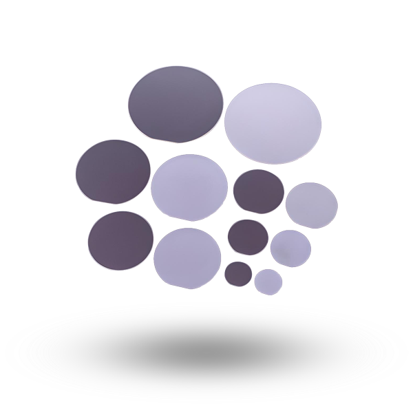 Sapphire disks for electronic components in gray and black in various sizes