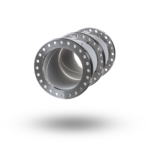 Rohrartiges Bauteil aus 3 miteinander verbundenen Ringförmigen Metallkomponenten mit vielen Löchern im Rand