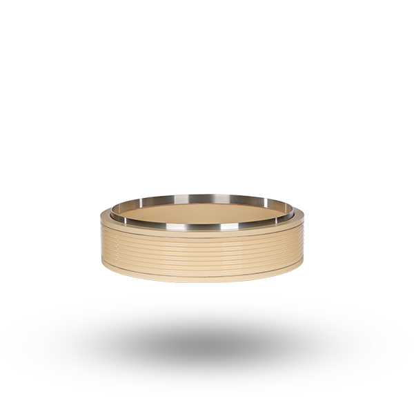 Keramikisolator in zylindrischer Form, besteht aus mehreren Segmenten, die durch dünne Trennlinien abgegrenzt sind