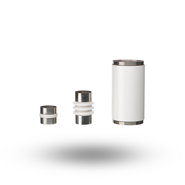 3 different insulation tubes with ceramic ribs or smooth components