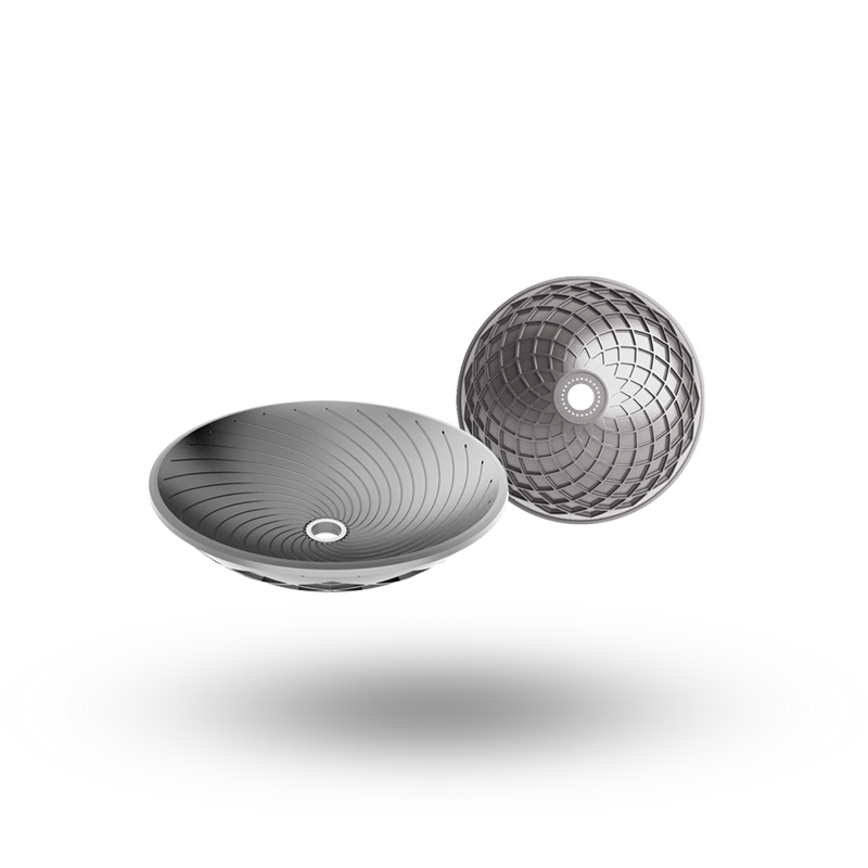 Disc-shaped mirrors with central metal connection and fusion bonding for internal cooling channels